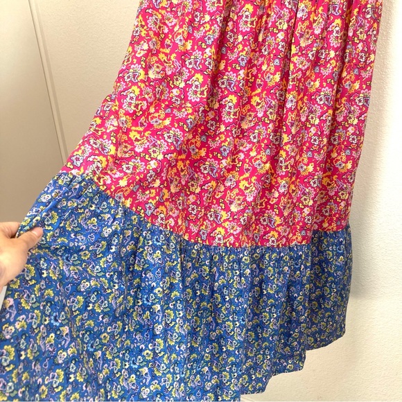 House Of Harlow 1960 Floral Maxi Dress Large Puff Sleeves Cotton Poplin Pink - Picture 10 of 16